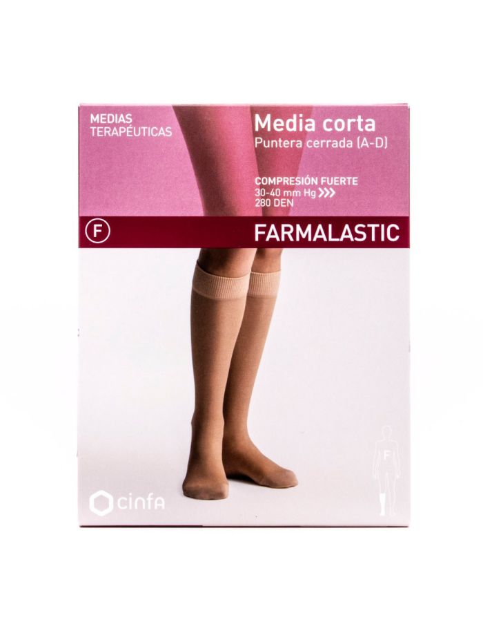 Farmalastic Media Corta P Puntera Cerrada Compresión Fuerte Beig 1Ud