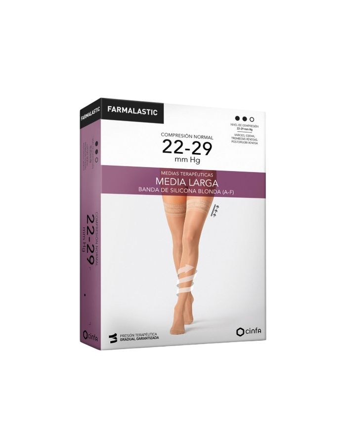 Farmalastic Media Larga RP Blonda Compresión Normal Beige 1 Par