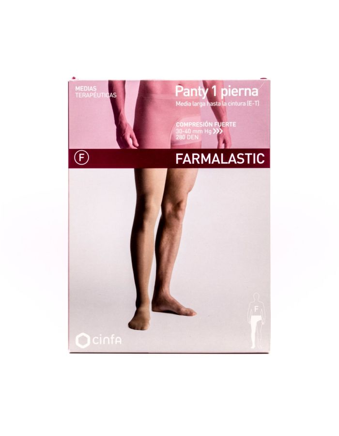 Farmalastic Media Larga Izda IG Hasta la Cintura 1 Pierna Caballero Compresión Fuerte Beige