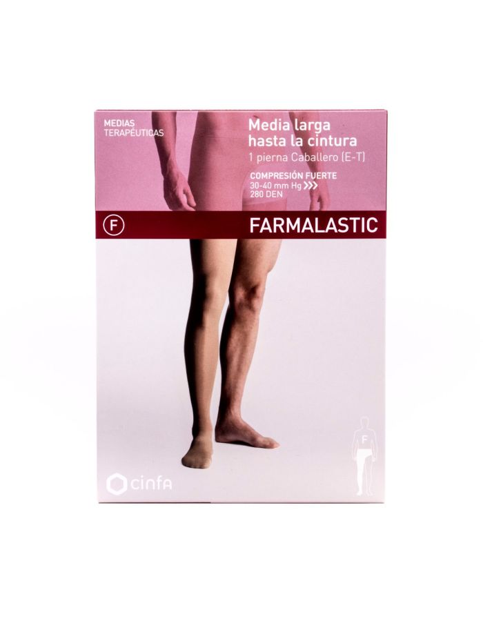 Farmalastic Media Larga Hasta la Cintura 1 Pierna Caballero Compresión Fuerte Beige Izda Talla IM