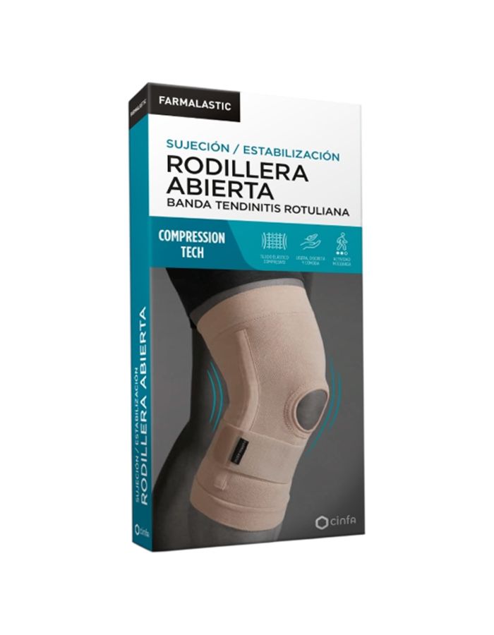 Farmalastic Rodillera Abierta Banda Tendinitis Rotuliana Compresión Tech Talla M Beige