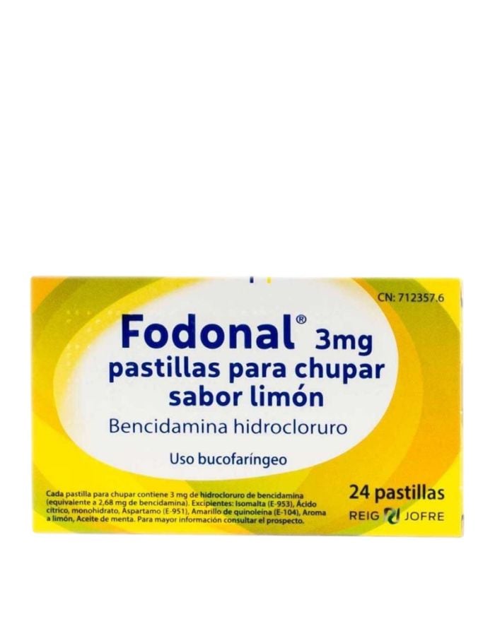 Fodonal 3mg 24 Pastillas para Chupar Sabor Limón