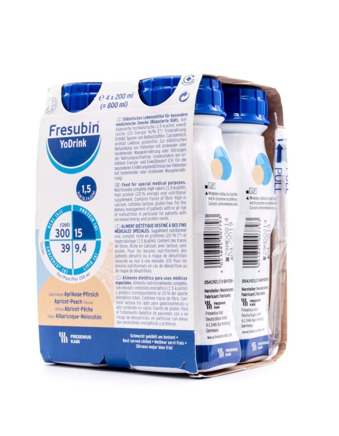 Fresubin YoDrink Sabor Albaricoque Melocotón Fresenius Kabi 200ml x 4 Frascos