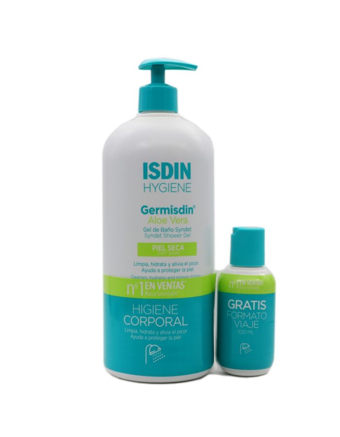 Isdin Germisdin Aloe Vera Gel de Baño Syndet 1000ml +100ml Tamaño Viaje