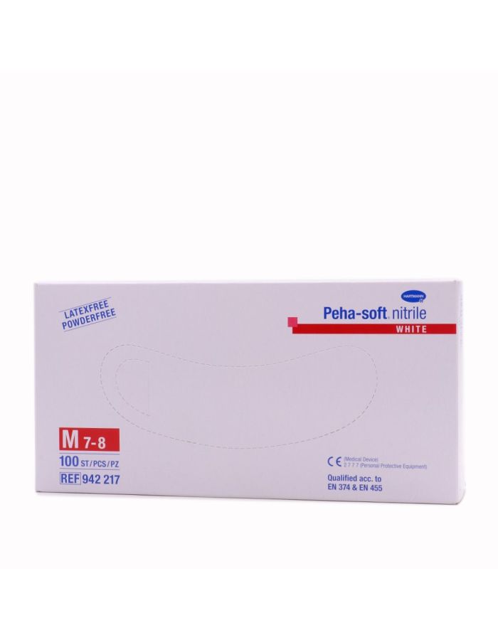 Guante de Nitrilo Peha Soft Talla M 7-8 100 Guantes Blancos Hartmann