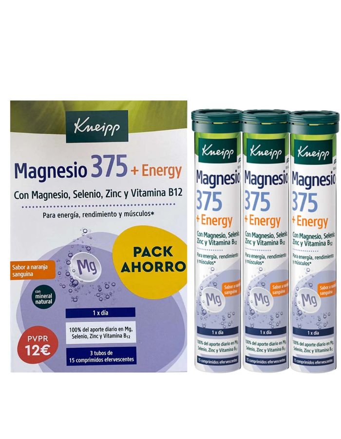 Kneip Magnesio 375 + Energy Triplo 15 Comprimidos x 3 Pack Ahorro