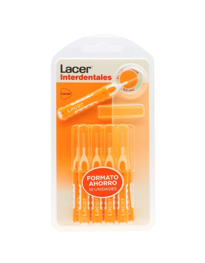 Lacer Interdentales Extrafino Suave Recto 0,5mm 10 Cepillos Formato Ahorro