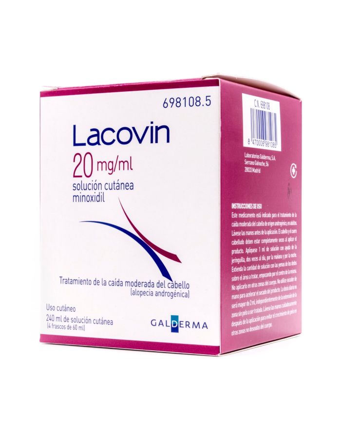 Lacovin 20mg/ml Solución Cutánea 4 Frascos 60ml    