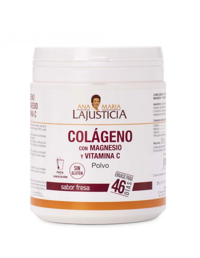 Ana María Lajusticia Colágeno con Magnesio y Vitamina C Polvo Sabor Fresa 350g Envase para 46 Días