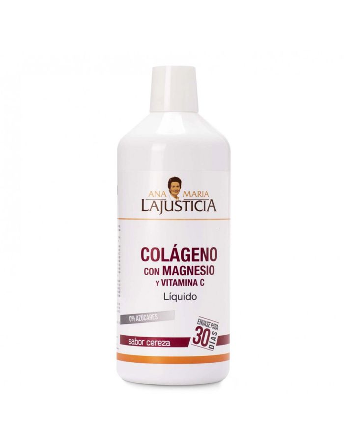 Ana Maria Lajusticia Colágeno con Magnesio y Vit C Líquido Sabor Cereza 1 Litro  Envase para  30 Días