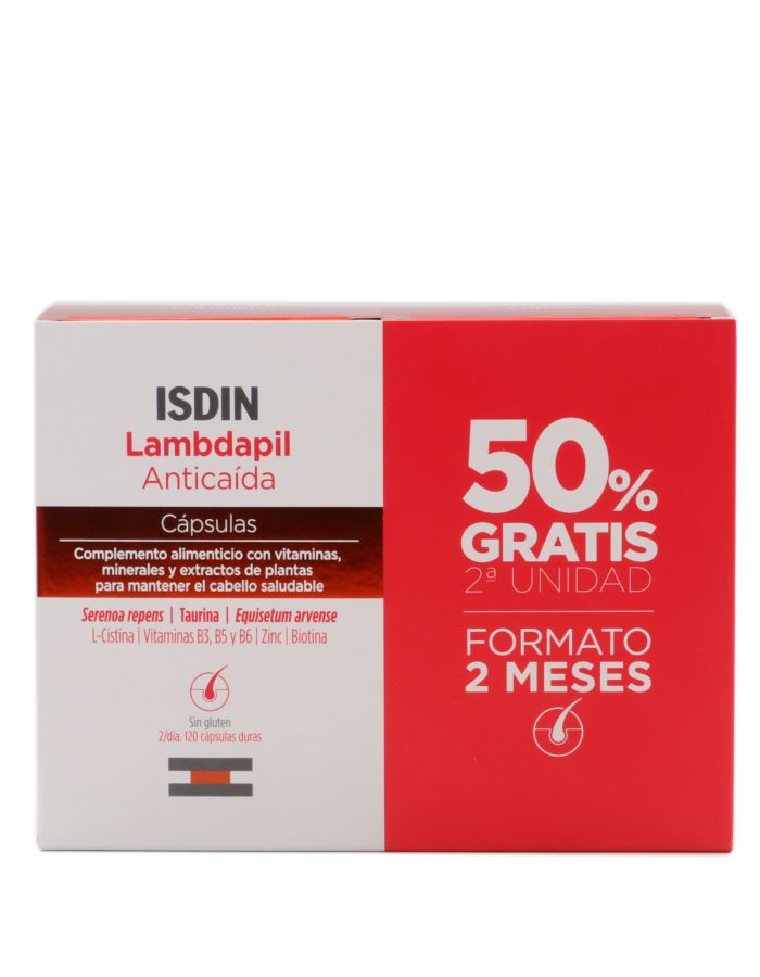 Lambdapil Anticaída Cápsulas 60 Cápsulas x 2  Pack 50%Dto 2ªUd Isdin