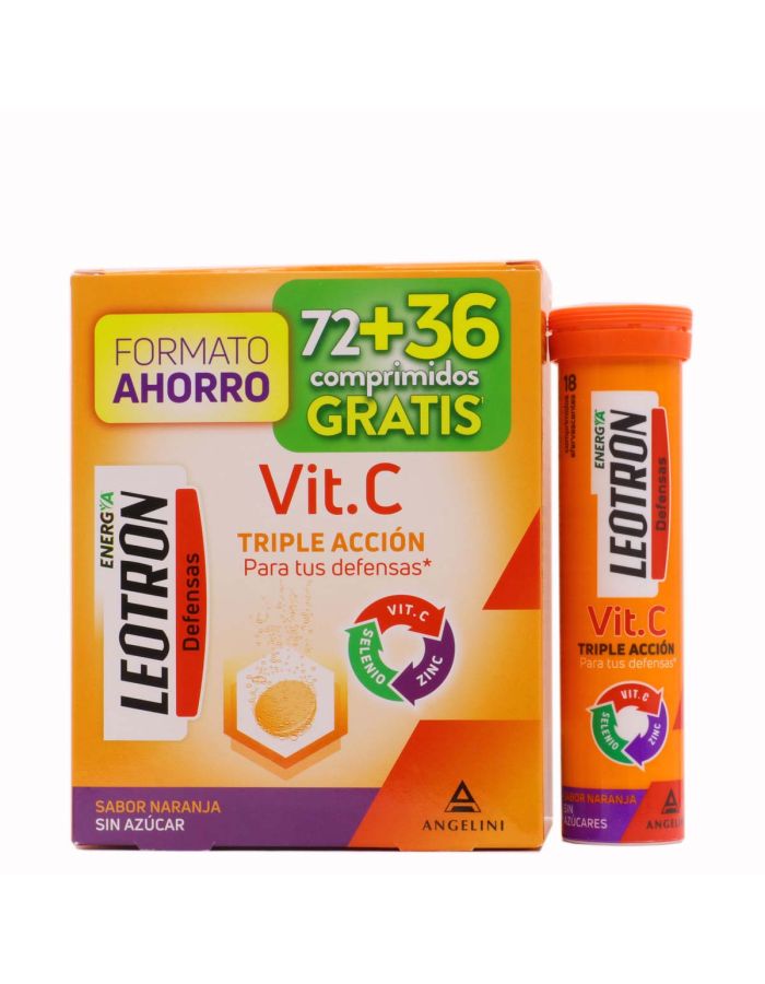 Leotron Vitamina C  72 + 36 Comprimidos Efervescentes Sabor Naranja