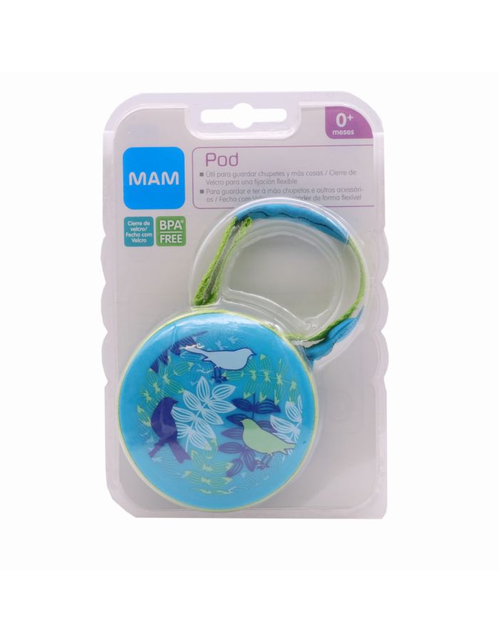 MAM Pod Porta Chupetes Cierre Velcro Azul 0m+