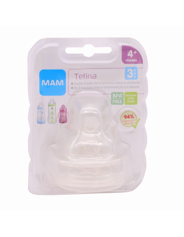 MAM Tetina Silicona Flujo3  +4m Pack 2 Tetinas