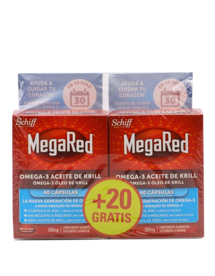 Megared 500 Omega3 Aceite de Krill 40 Cápsulas x 2  Duplo