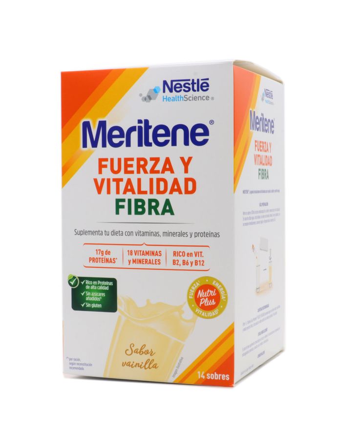 Meritene Fuerza y Vitalidad Fibra Vainilla 14 Sobres para Batido Sabor Vainilla Nestlé