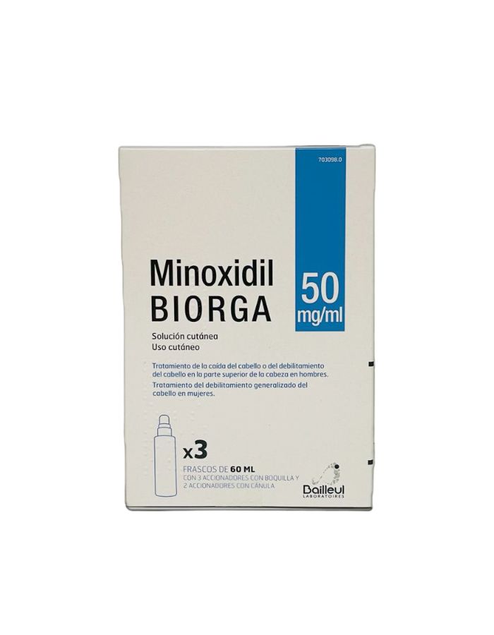 Minoxidil Biorga 50mg/ml Solución Cutánea 3 Frascos 60ml