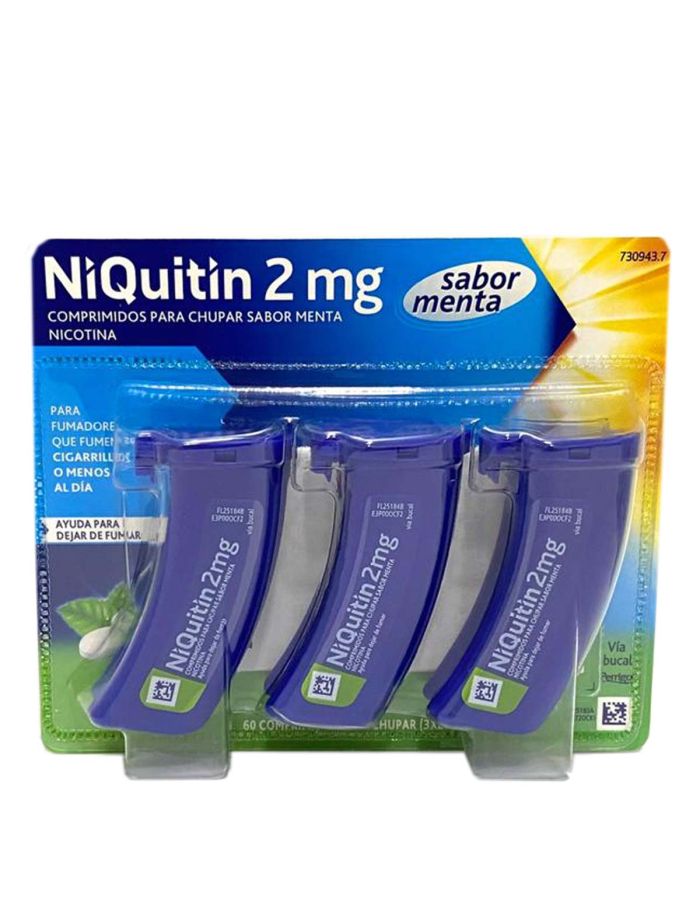  NiQuitin 2 mg 60 Comprimidos para Chupar Sabor Menta 