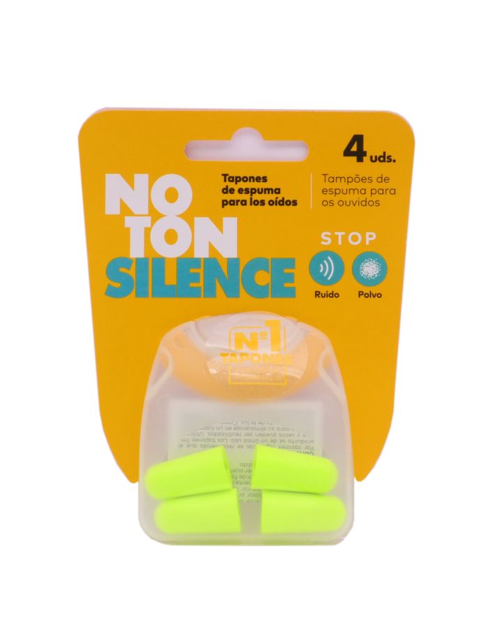 NoTon Silence Stop Ruido Polvo 4 Tapones de Oidos de Espuma