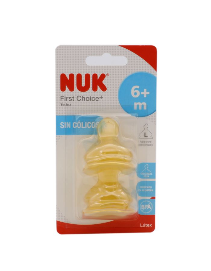 Nuk First Choice Tetina de Látex Tamaño 2 Orificio L 6+m 2 Tetinas