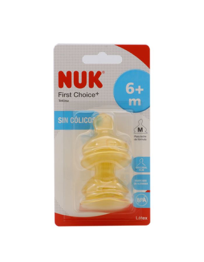 Nuk First Choice+ Tetina de Látex Tamaño 2 Orificio M 6+m 2 Tetinas