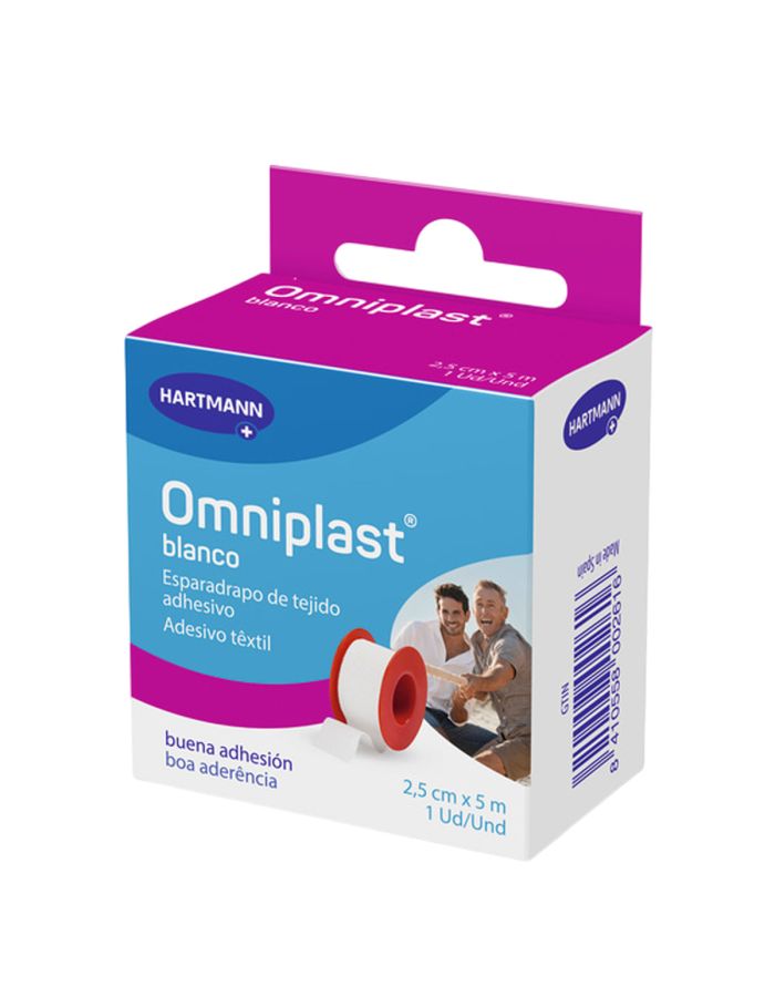 Omniplast Esparadrapo Tela Blanco 2,5cm x 5m