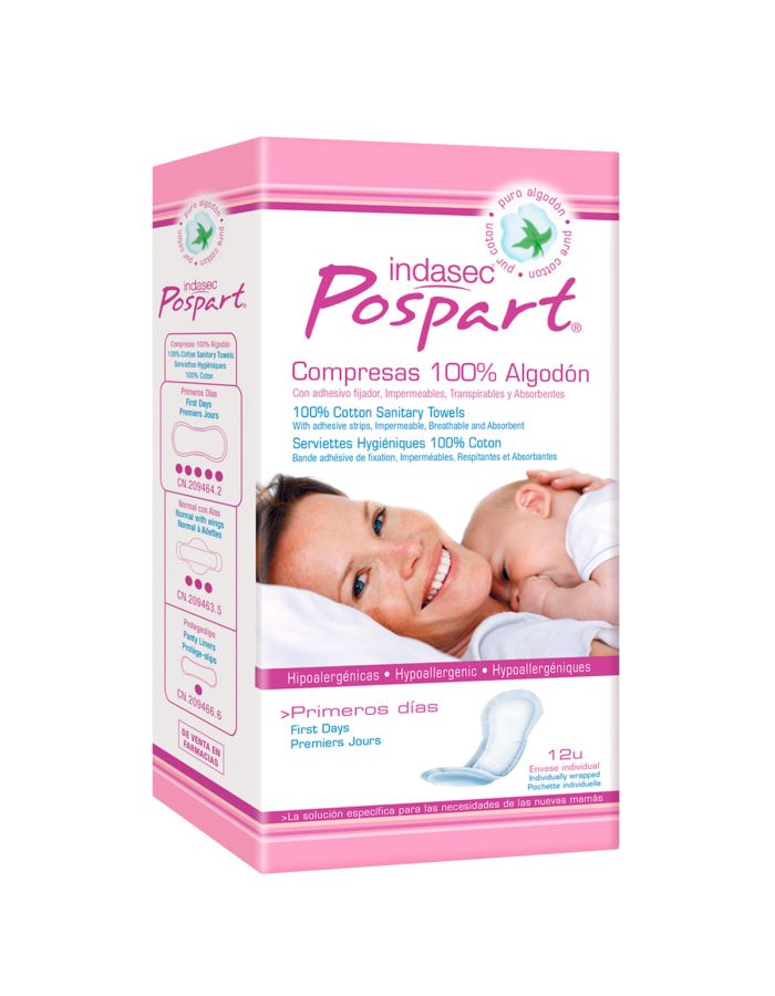 Pospart Compresas Primeros Días Algodón 100% 12 Compresas