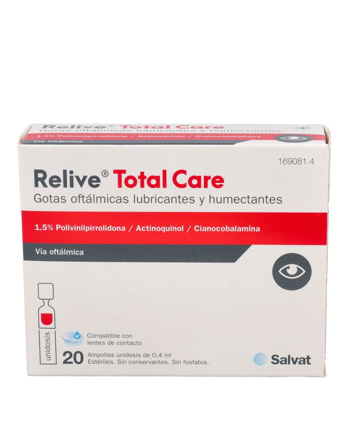 Relive Total Care Gotas Oftálmicas Lubricantes y Humectantes 20 Ampollas Unidosis