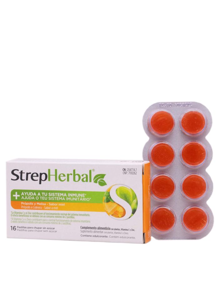 StrepHerbal Própolis y Melisa Sabor Miel 16 Pastillas para Chupar-1