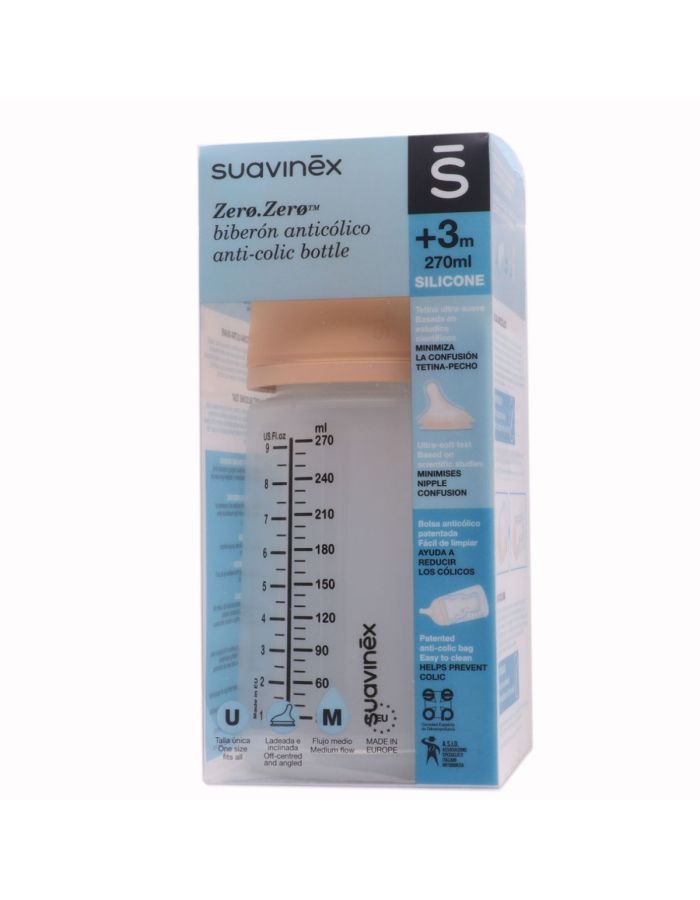 Suavinex Zero Zero Biberón AntiCólico Tetina Silicona M 270ml