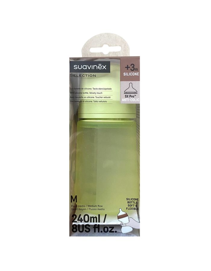 Suavinex Biberón Silicona Colour Tetina Silicona SX Pro Flujo M +3m 240ml