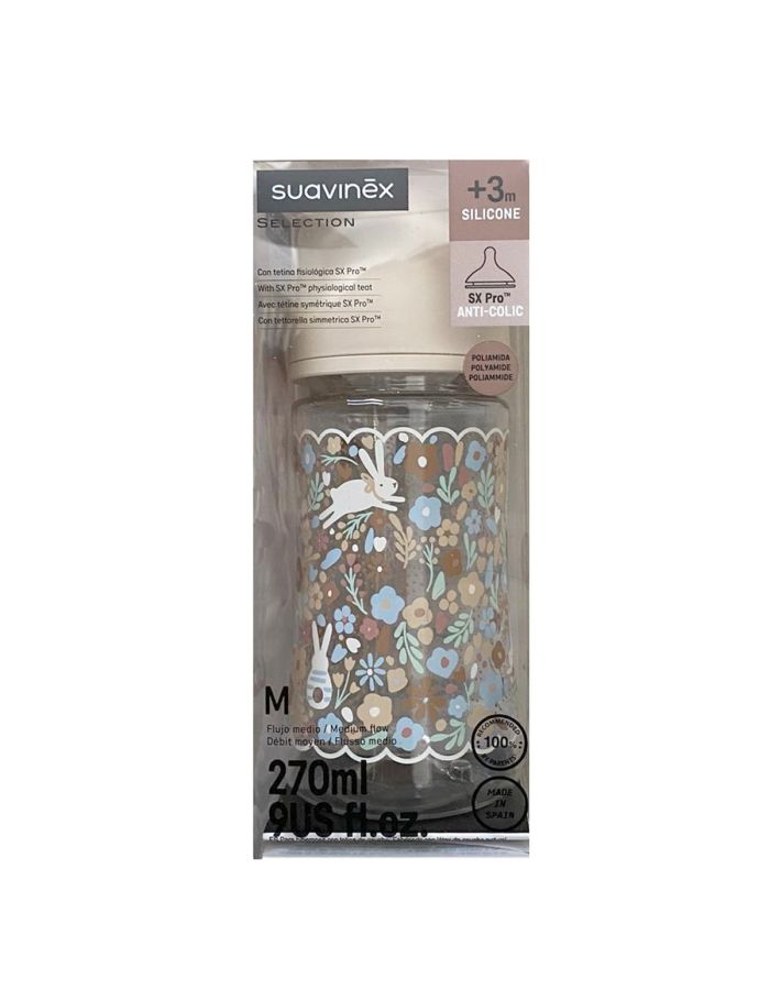 Suavinex Biberón Tetina Silicona SX Pro Flujo M +3m 270ml 