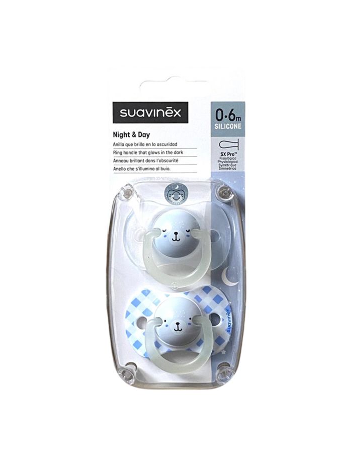 Suavinex Chupete Noche y Día Tetina Silicona SX Pro 0-6m Pack 2 Chupetes