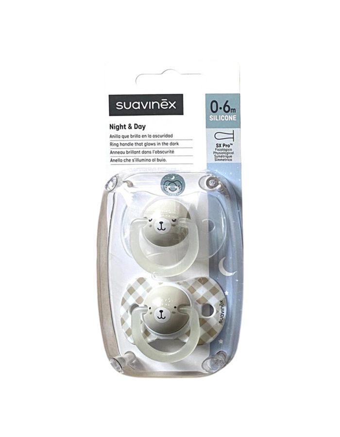 Suavinex Chupete Noche y Día Tetina Silicona SX Pro 0-6m Pack 2 Chupetes
