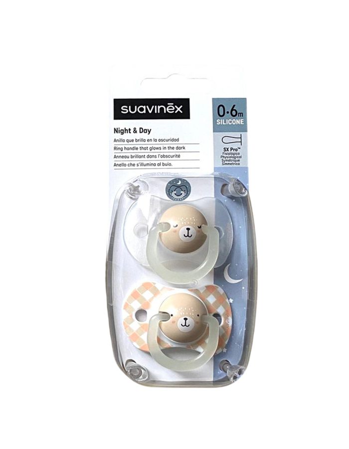 Suavinex Chupete Noche y Día Tetina Silicona SX Pro 0-6m Pack 2 Chupetes