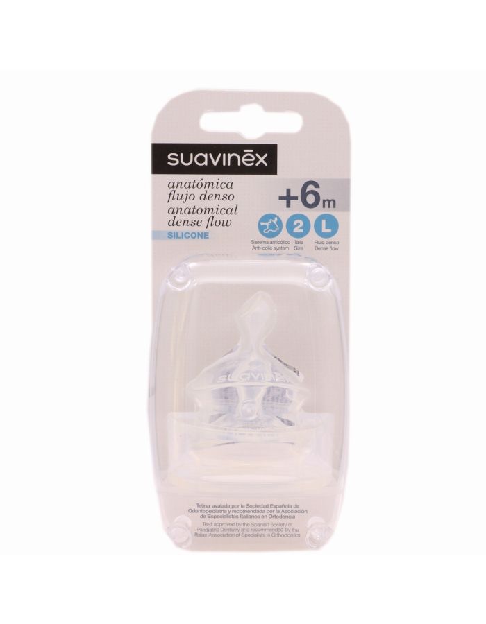 Suavinex Tetina Silicona Anatómica Flujo L T-2 +6M Pack 2 Tetinas
