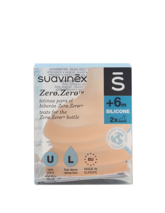 Suavinex Zero Zero Tetina Silicona Flujo L +6m 2 Tetinas