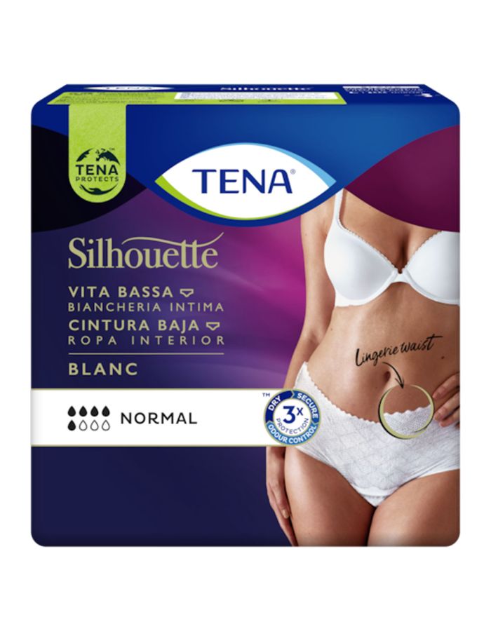 Tena Silhouette Normal Cintura Baja Blanc Talla M 12 Braguitas para Pérdidas de Orina