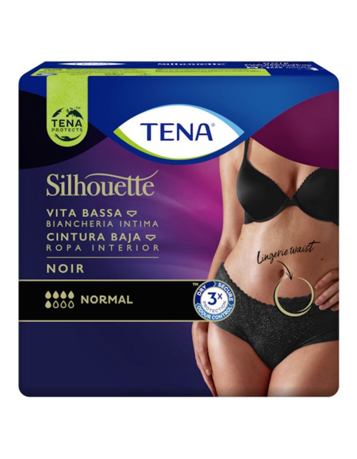 Tena Silhouette Normal Cintura Baja Noir Talla L 8 Braguitas para Pérdidas de Orina