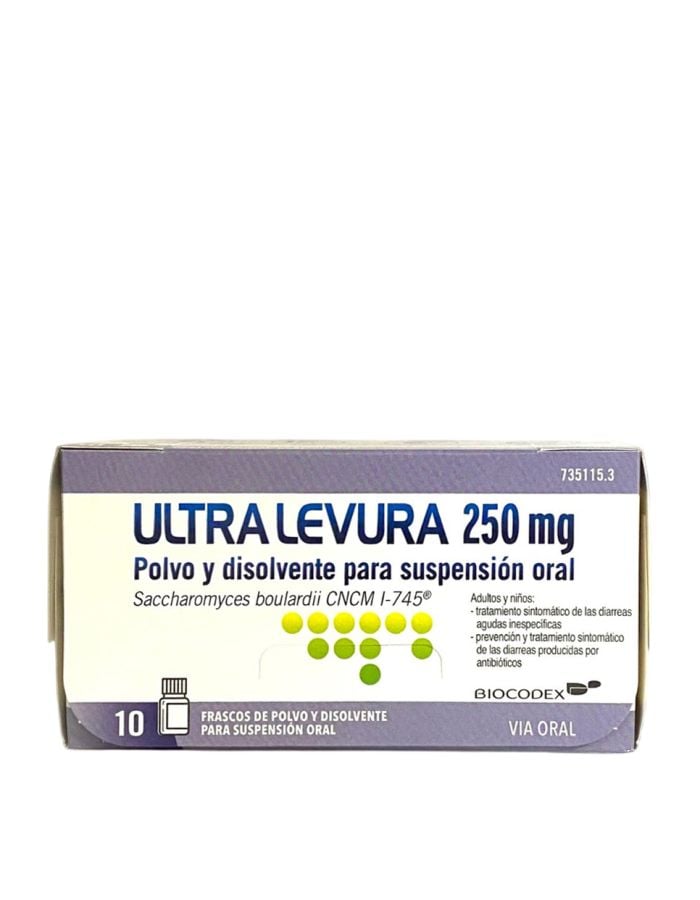 Ultra Levura 250 mg 10 Frascos Polvo y Disolvente para Suspensión Oral