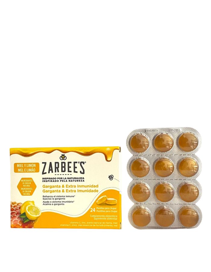 Zarbees Garganta y Extra Inmunidad Miel y Limón 24 Pastillas para Chupar