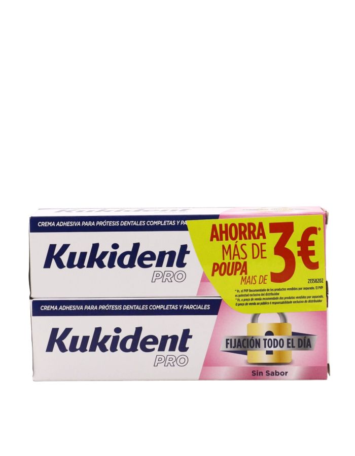 Kukident Pro Fijación Todo el Día Sin Sabor 2x47g