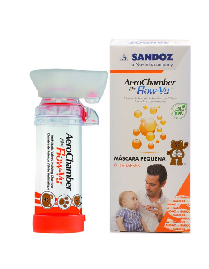 AeroChamber Plus Flow Vu Cámara de Inhalación Máscara Pequeña 0-18 Meses