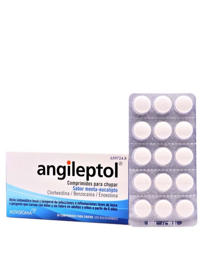 Angileptol Sabor Menta Eucalipto 30 Comprimidos para Chupar