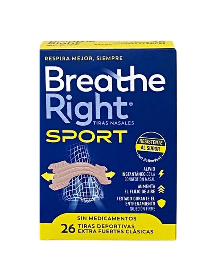 Breathe Rigth Sport 26 Tiras Nasales Extra Fuertes Clásicas 
