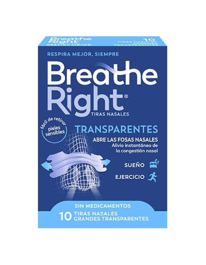 Breathe Rigth Transparentes 10 Tiras Nasales Grandes