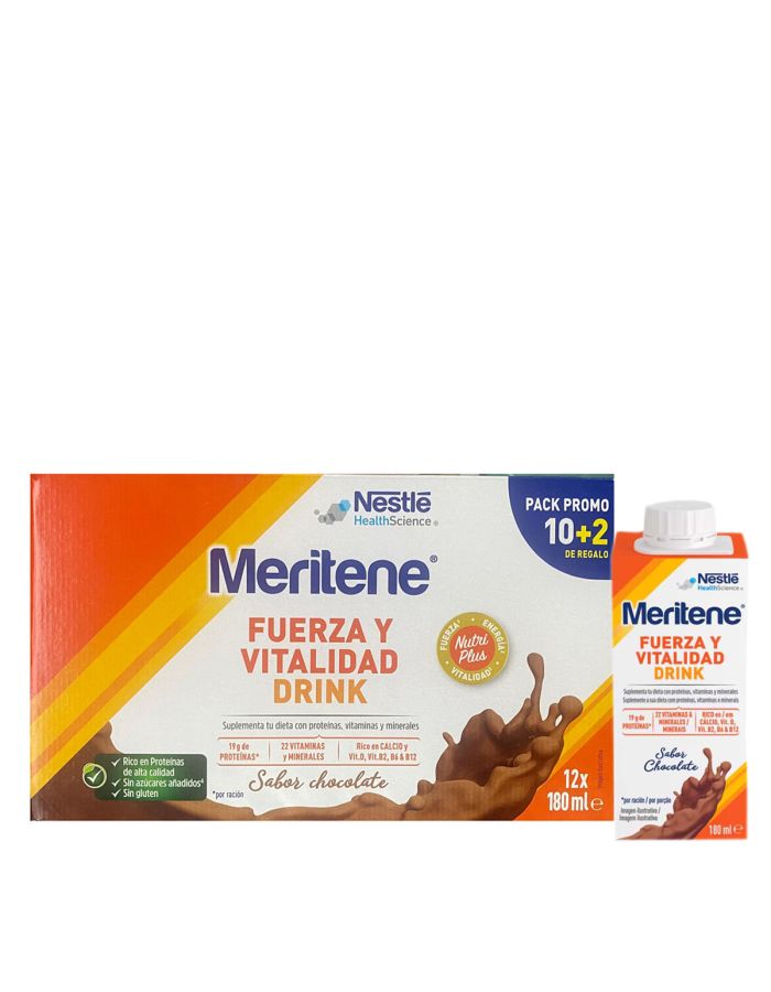 Meritene Fuerza y Vitalidad Drink Chocolate 12 Botellas x 180ml
