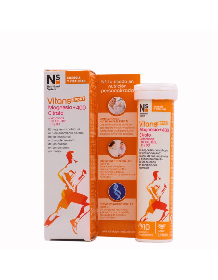 NS Vitans Sport Magnesio + 400 Citrato 10 Comprimidos Efervescentes Sabor Limón