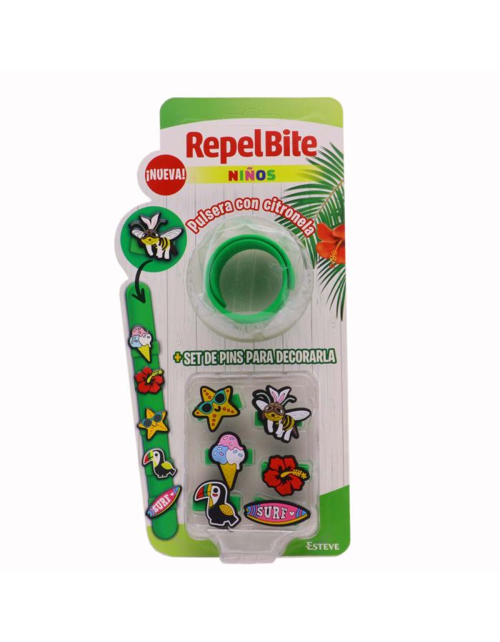 Repel Bite Niños Pulsera con Citronela Set de Pins para Decorarla 