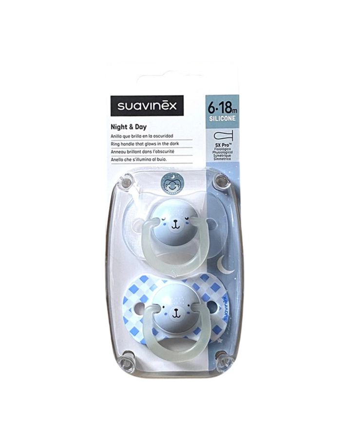 Suavinex Chupete Noche y Día Tetina Silicona SX Pro 6-18m Pack 2 Chupetes